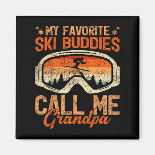 Aimant Vintage Mes Amateurs De Ski Appelez-Moi Grand-Père