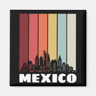 Aimant Vintage Mexique CDMX Cityscape Retro Sunset