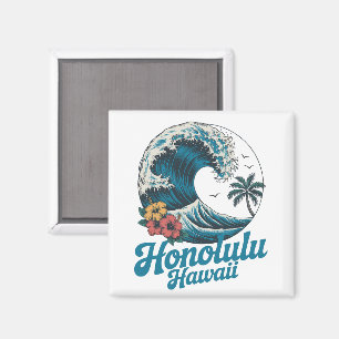 Aimant Vintage Minimal Honolulu Hawaï Aloha Voyage