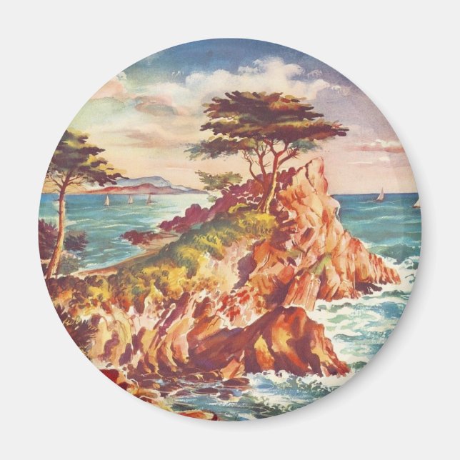 Aimant Vintage Monterey Coastline California Tourisme USA (Devant)