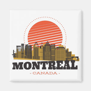 Aimant Vintage Montréal Canada Skyline