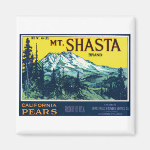Aimant Vintage Mt Shasta California Pears Étiquette