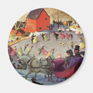 Aimant Vintage Noël, Amour et Romance Sleigh Ride