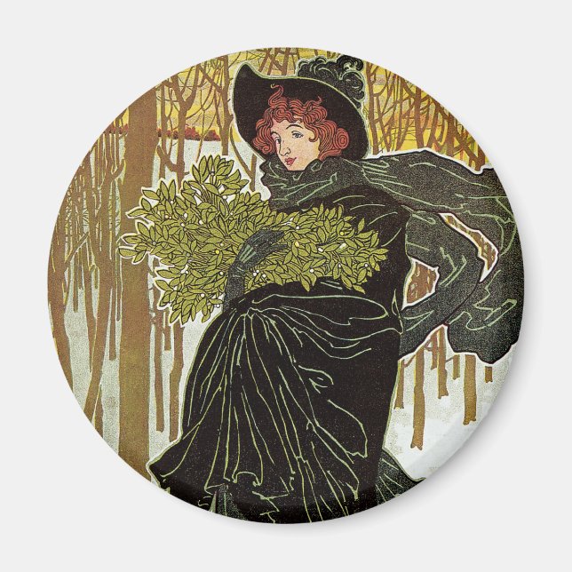 Aimant Vintage Noël Art nouveau Scribners Cover 1895 (Devant)