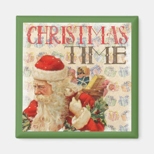 Aimant Vintage Noël heure Père Noël