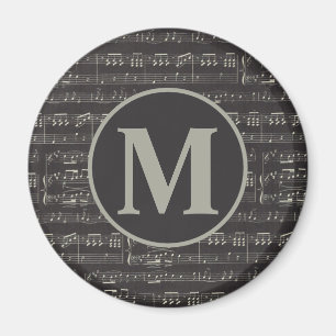 Aimant Vintage note de musique noire Motif Monogram