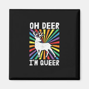 Aimant Vintage Oh Deer Je Suis Queer Fierté LGBT Gay Lesb