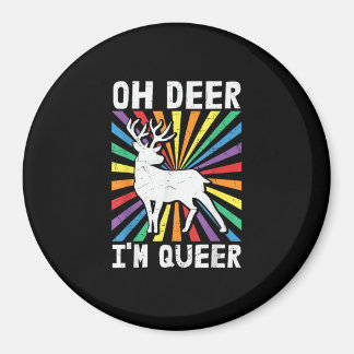 Aimant Vintage Oh Deer Je Suis Queer Fierté LGBT Gay Lesb