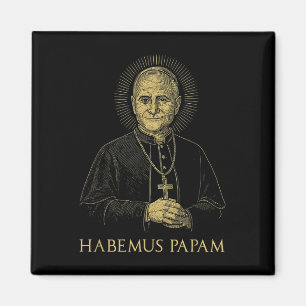 Aimant Vintage Pape Leo Xiv Halo Cross Habemus Papam Roma