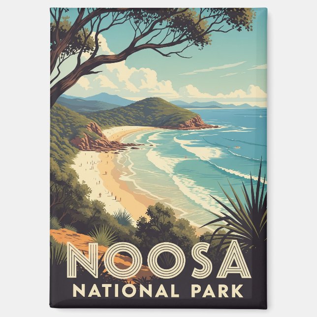 Aimant Vintage Parc national de Noosa Australie Voyage (Recto)