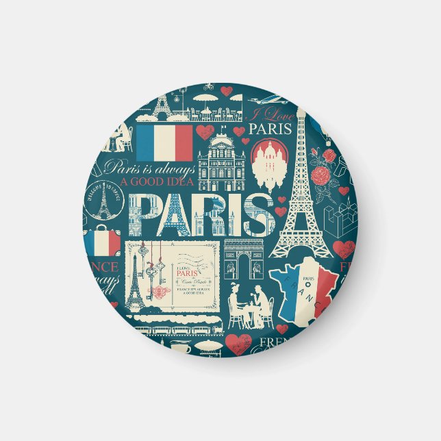 Aimant Vintage parisien : France Élégance (Devant)