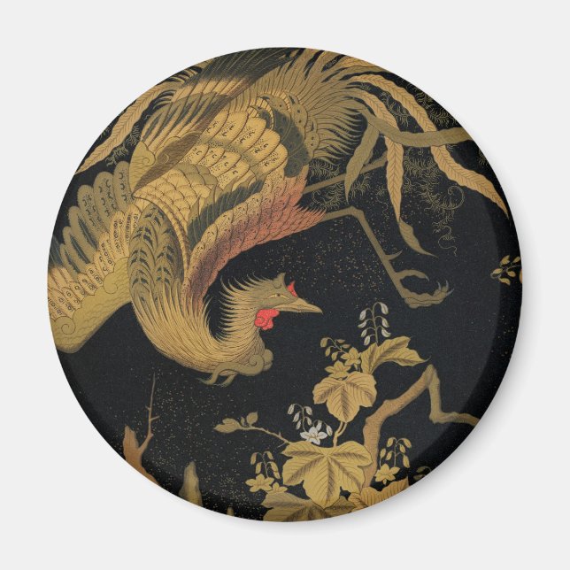 Aimant Vintage Phoenix Gold Black Bird japonais (Devant)