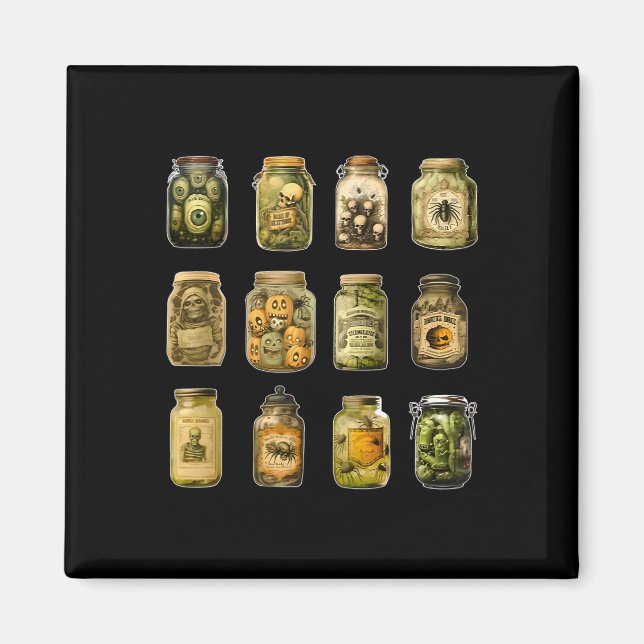 Aimant Vintage Pickle Jar Halloween Canned Pickle Éffraya (Devant)