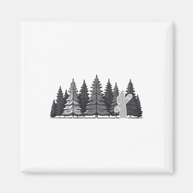 Aimant Vintage Pine Tree Snowboard - Cool Snowboard (Devant)