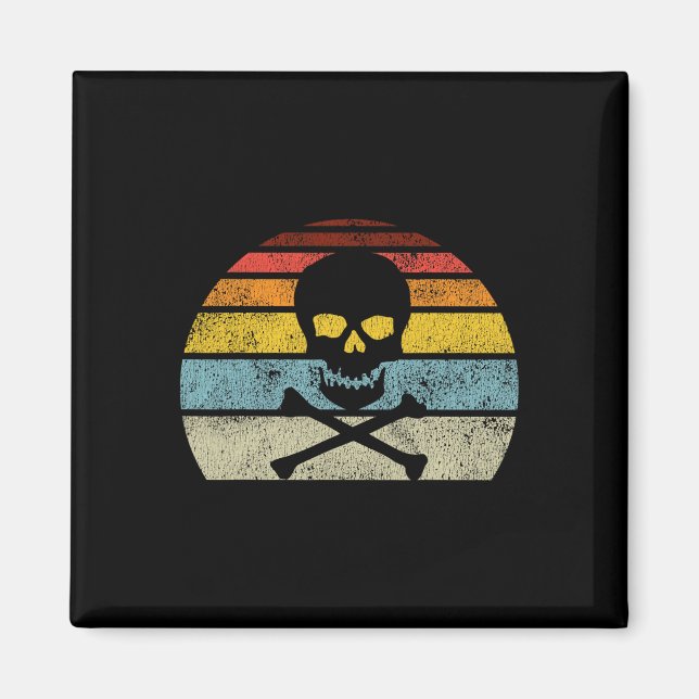 Aimant Vintage Pirate Crossbones Drapeau Style rétro H (Devant)