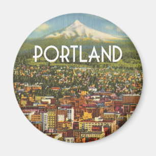 Aimant Vintage Portland, Oregon Illustration avec la vill