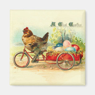 Aimant Vintage poussin à vélo Pâques