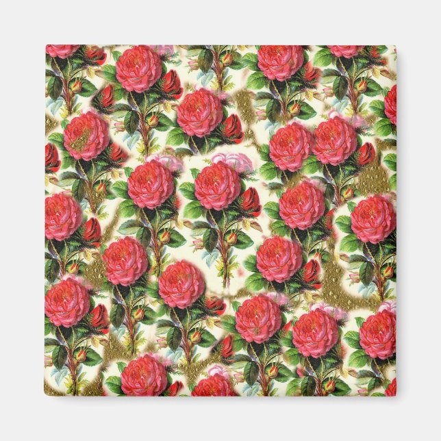 Aimant Vintage Pretty Chic Rouge Rose fond d'écran (Devant)