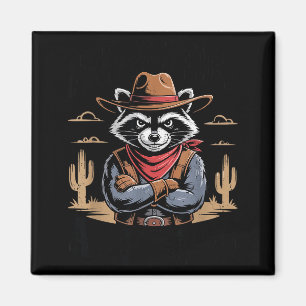 Aimant Vintage Raton laveur sauvage cow-boy marrant aux g