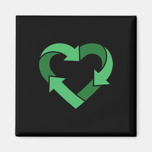 Aimant Vintage Recycle Logo Coeur en forme de Jour des te