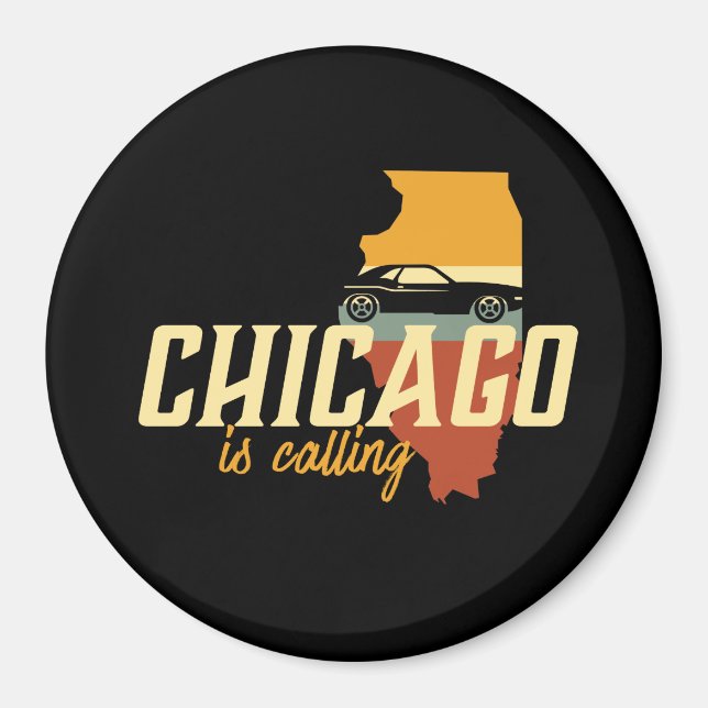 Aimant Vintage Retro Chicago Illinois USA City Map (Devant)