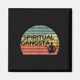 Aimant Vintage Rétro Coucher de Soleil Drôle Yoga Spiritu