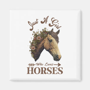 Aimant Vintage Rétro Juste Une Fille Qui Aime Les Chevaux