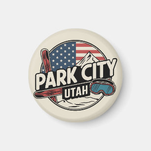 Aimant Vintage Retro Park City Utah Mountain cadeaux