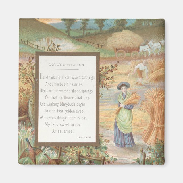 Aimant Vintage Retro Saint-Valentin, Paysage de campagne  (Devant)