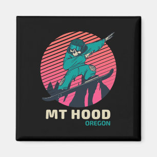 Aimant Vintage Retro Snowboard Skeleton Mount Hood Ore