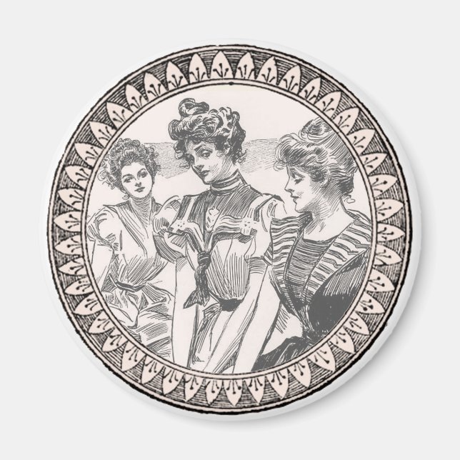 Aimant Vintage Romance Couple : Antique Rose Girly Love (Devant)