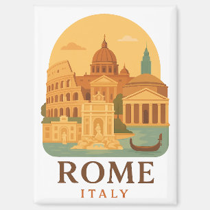 Aimant Vintage Rome Colosseum & Panthéon – Rétro