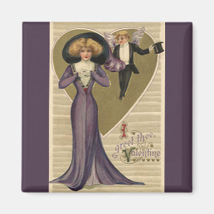 Aimant Vintage Saint-Valentin victorienne, dame en violet