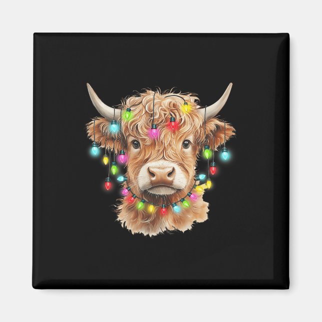 Aimant Vintage Scotland Highland vache animal Noël Xma (Devant)