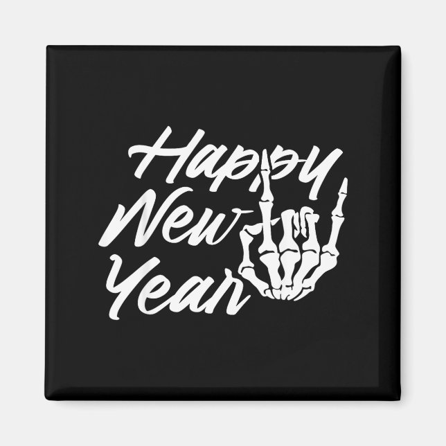 Aimant Vintage Skeleton Happy New Year Eve  (Devant)