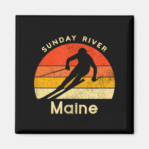Aimant Vintage ski sunday river maine montagne