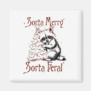 Aimant Vintage Sorta Merry Sorta Feral Raccoon Lover Chri