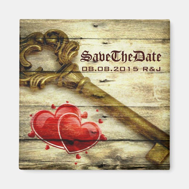 Aimant vintage squelette clé victorien steampunk mariage (Devant)