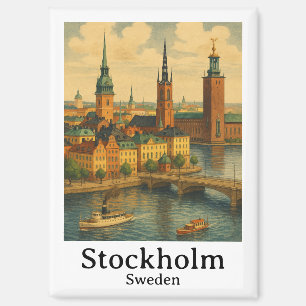 Aimant Vintage Stockholm Suède Nordic Travel
