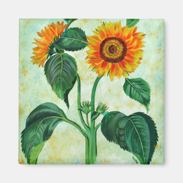 Aimant Vintage Sunflowers Botanical Art (Devant)