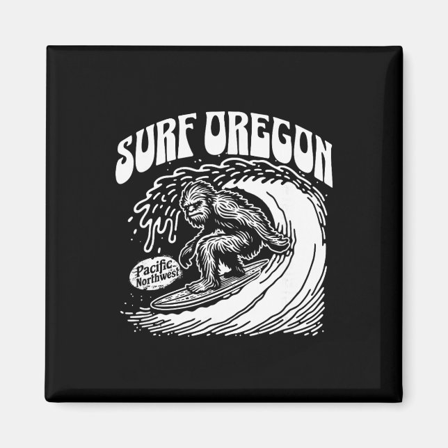 Aimant Vintage Surf Oregon Surfing Sasquatch Surfer  (Devant)