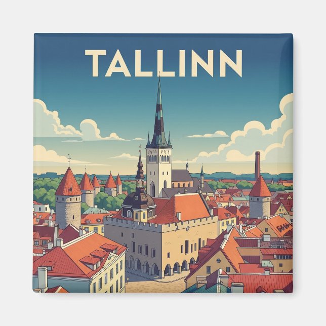 Aimant Vintage Tallinn Estonie Voyage (Devant)