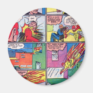 Aimant Vintage The Flame Superhero Comic Book Méchant