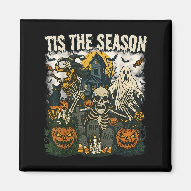 Aimant Vintage Tis Saison Halloween Skeleton Ghost Vi (Devant)