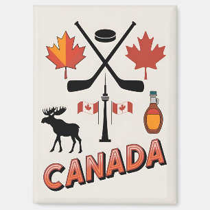 Aimant Vintage Travel Canada Icônes Nationales Style Vect
