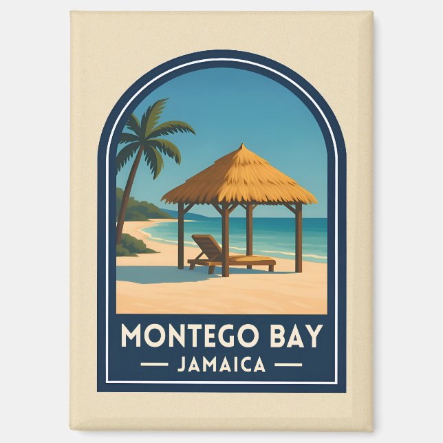 Aimant Vintage Travel Montego Bay Jamaica Beach Retro (Recto)