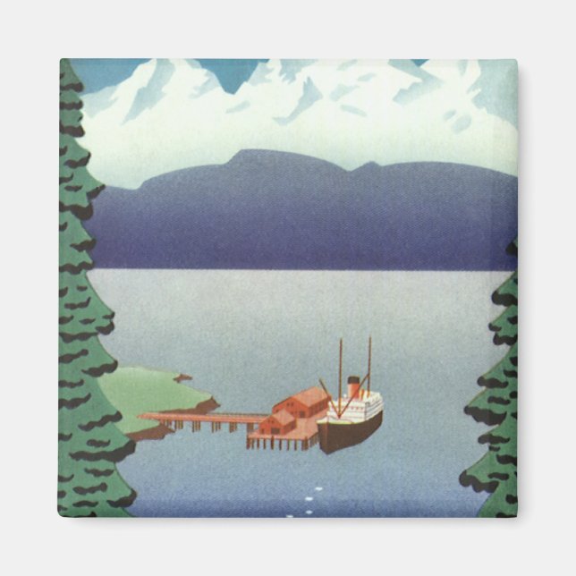Aimant Vintage Travel Poster, Scenic Alaska Landscape (Devant)