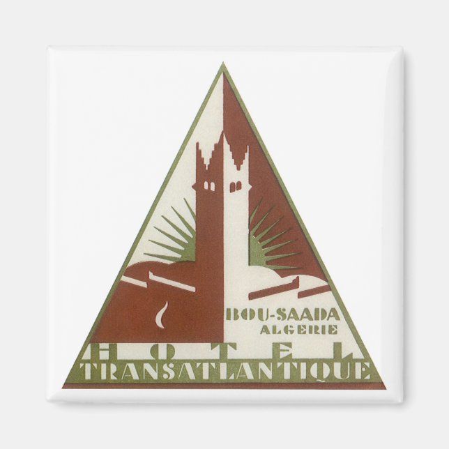 Aimant Vintage Travel, Trans Atlantique Hotel, Algeria (Devant)