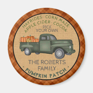 Aimant Vintage Truck Citrouille Patch Farm Rustic Fall Pl