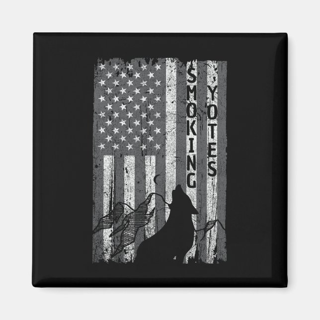 Aimant Vintage US Drapeau Coyote Chasse Chasse Chasseurs  (Devant)